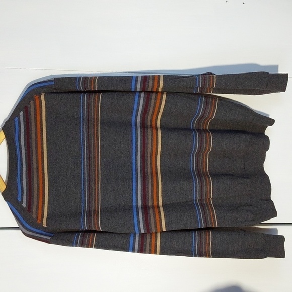 Club Room Mens Merino Wool Multi-Color Striped Gray V neck Sweater Preppy Sz.xxl - Picture 6 of 10
